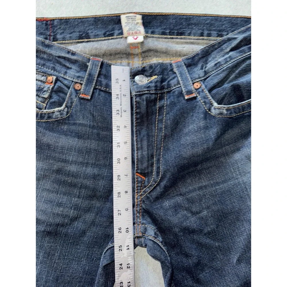 True Religion Mens Joey Dark‎ Wash Straight Jeans Blue Denim Size 38